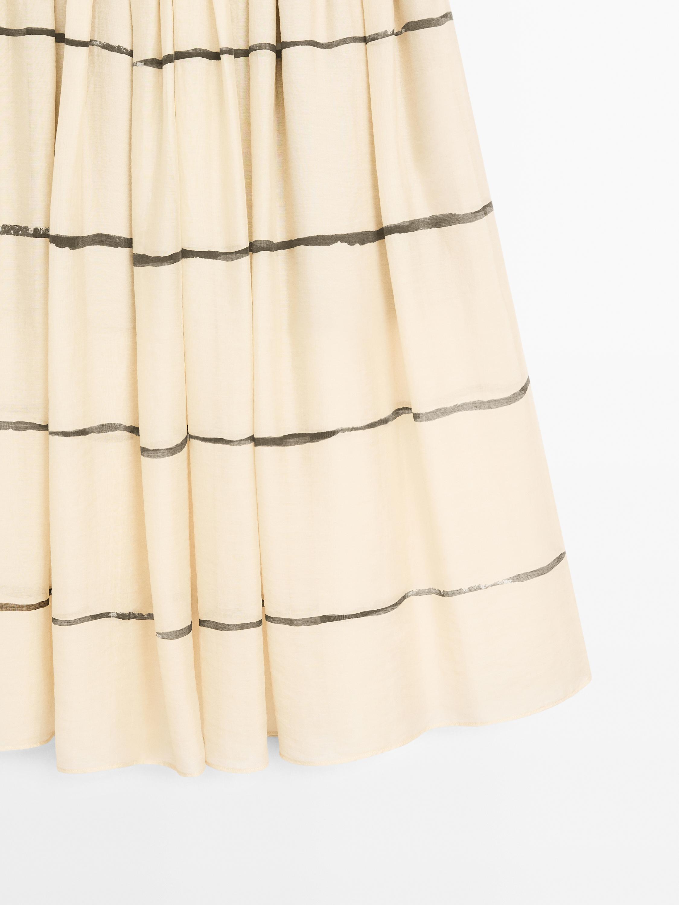Striped flowing midi skirt